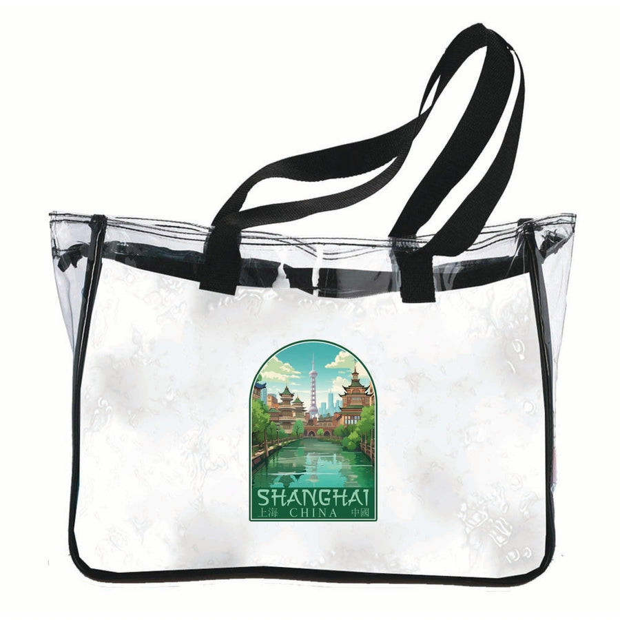 Shanghai China Old Town Design Souvenir Clear Tote Bag Image 1