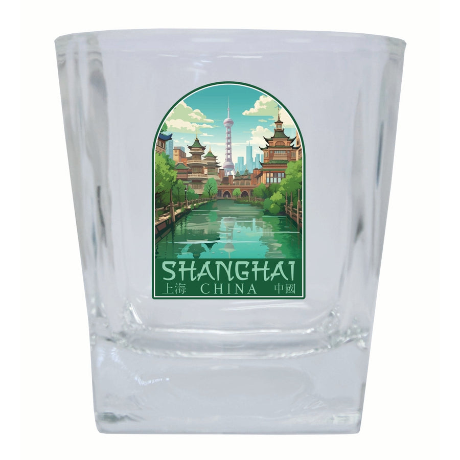 Shanghai China Old Town Design Souvenir 10 oz Whiskey Glass Rocks Glass Image 1