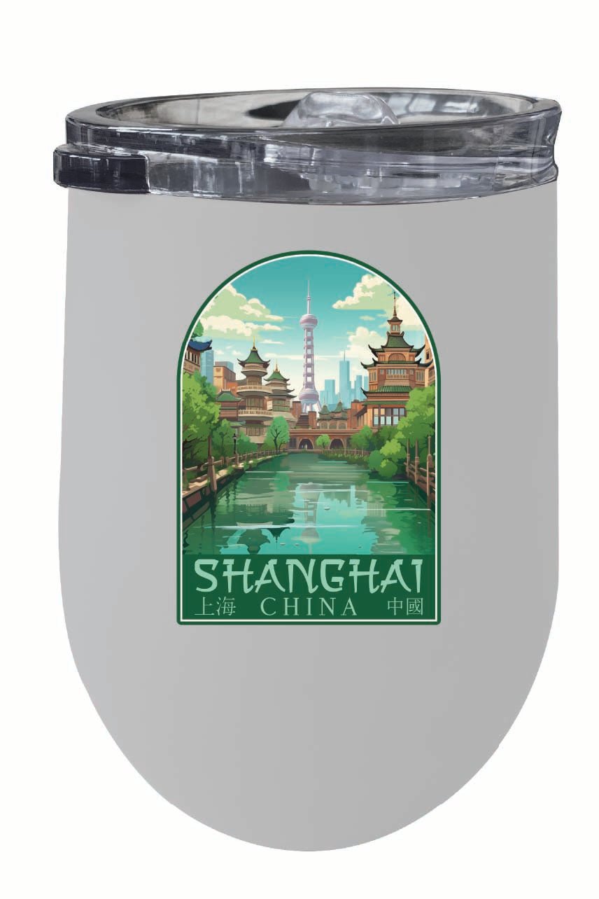 Shanghai China Old Town Design Souvenir 12 oz Insulated Wine Stainless Steel Tumbler Image 3