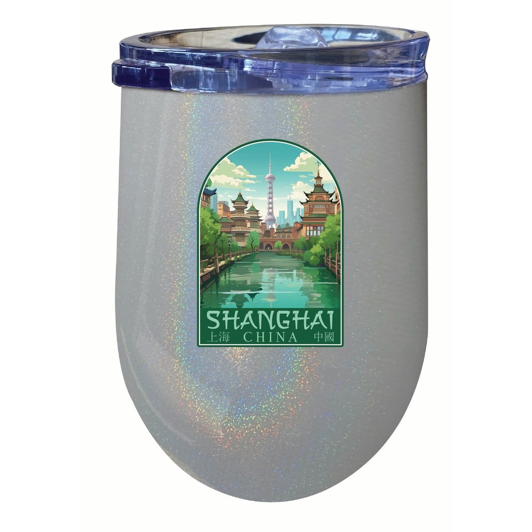 Shanghai China Old Town Design Souvenir 12 oz Insulated Wine Stainless Steel Tumbler Image 4