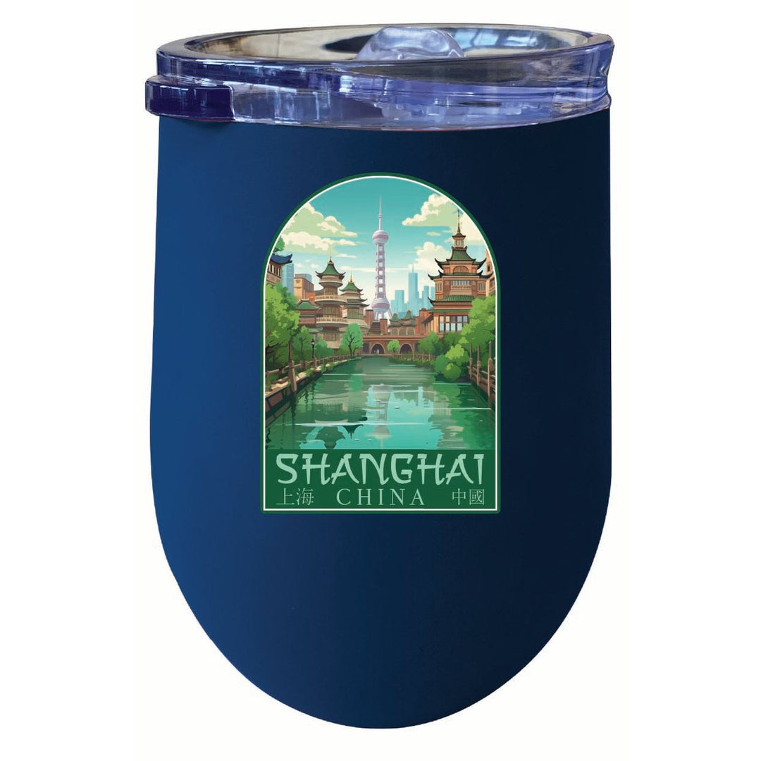 Shanghai China Old Town Design Souvenir 12 oz Insulated Wine Stainless Steel Tumbler Image 4