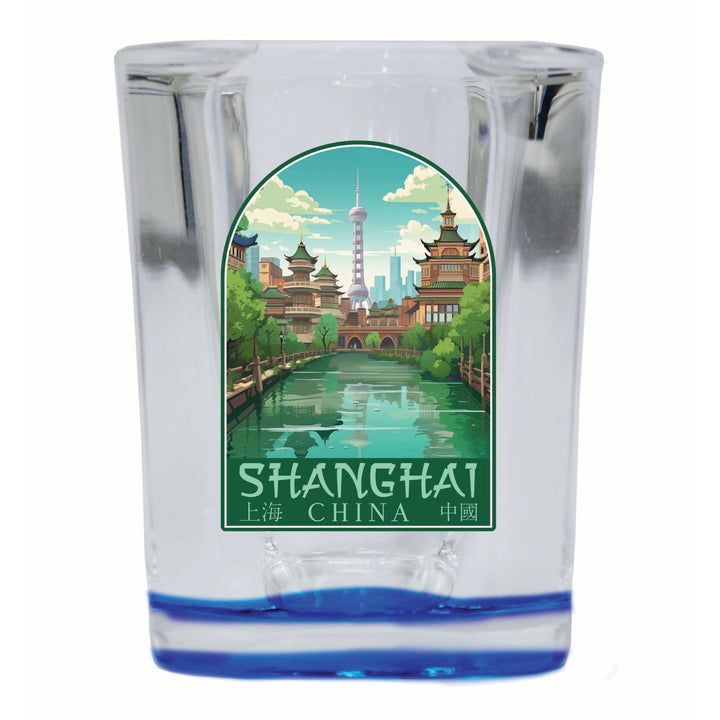 Shanghai China Old Town Design Souvenir 2 Ounce Shot Glass Square Image 2