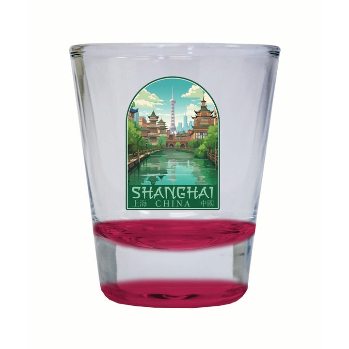 Shanghai China Old Town Design Souvenir 2 Ounce Shot Glass Round Image 3