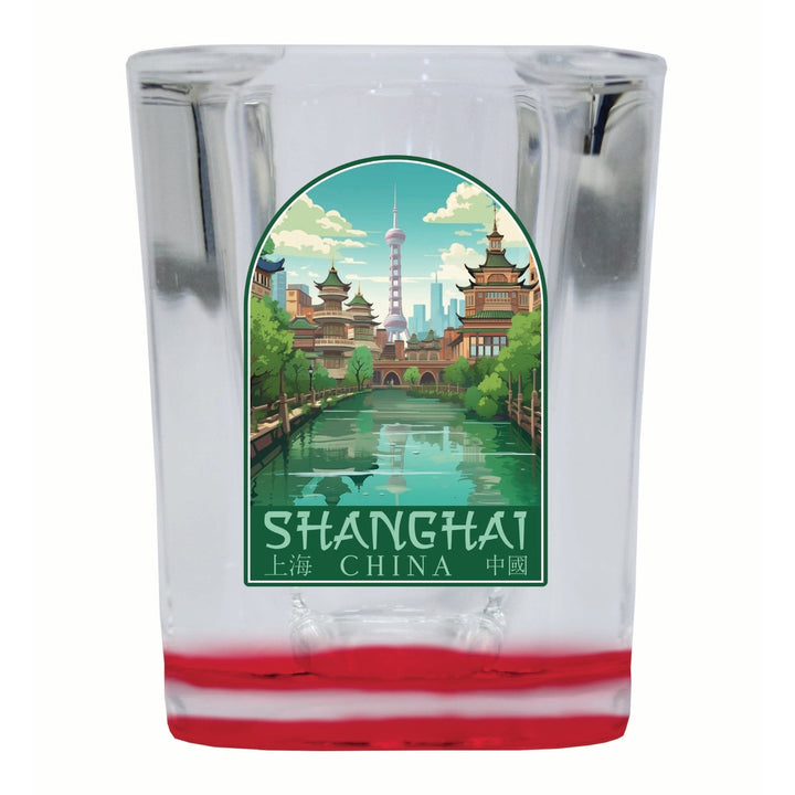 Shanghai China Old Town Design Souvenir 2 Ounce Shot Glass Square Image 3