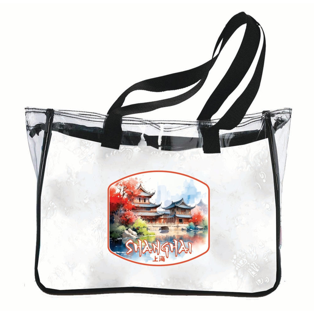 Shanghai China Watercolor Templates Design Souvenir Clear Tote Bag Image 1