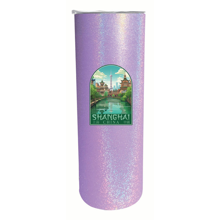 Shanghai China Old Town Design Souvenir 20 oz Insulated Stainless Steel Skinny Tumbler Image 2