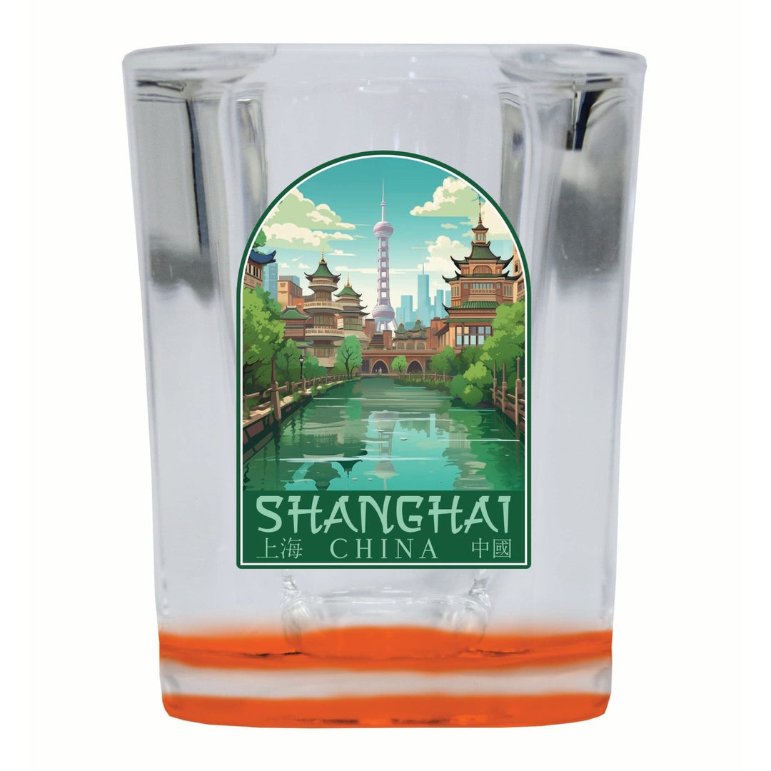 Shanghai China Old Town Design Souvenir 2 Ounce Shot Glass Square Image 4