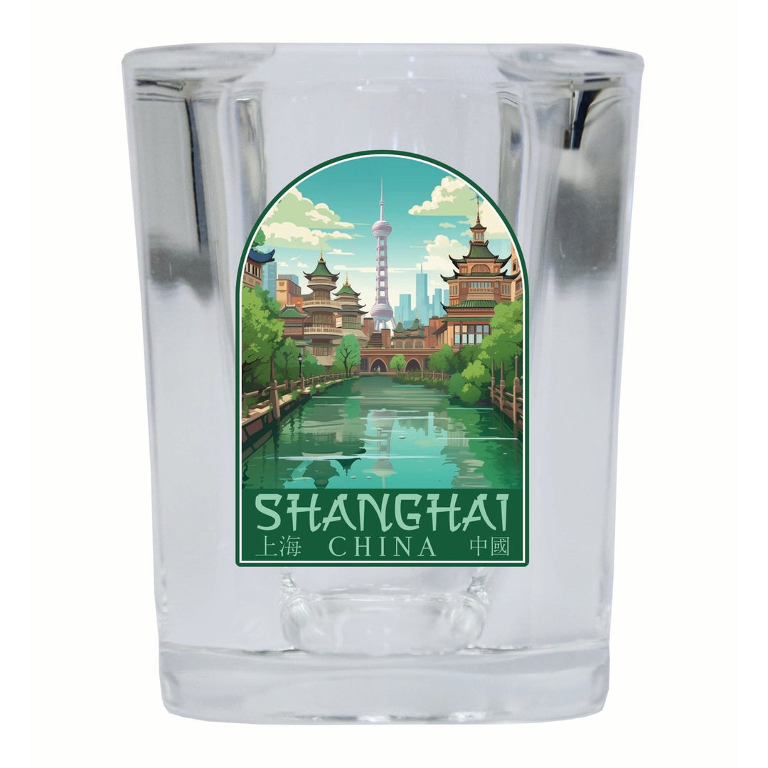 Shanghai China Old Town Design Souvenir 2 Ounce Shot Glass Square Image 4