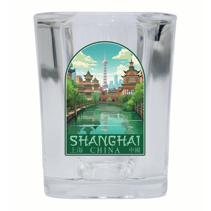 Shanghai China Old Town Design Souvenir 2 Ounce Shot Glass Square Image 4