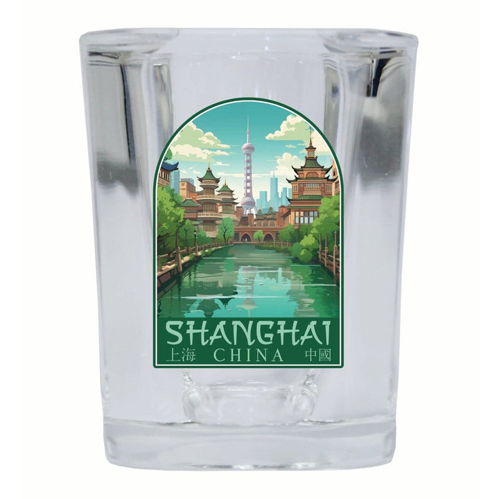 Shanghai China Old Town Design Souvenir 2 Ounce Shot Glass Square Image 1