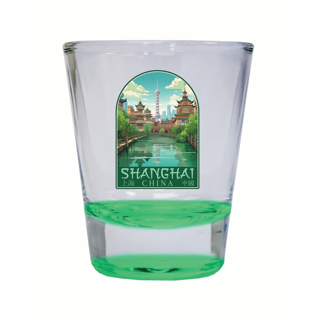 Shanghai China Old Town Design Souvenir 2 Ounce Shot Glass Round Image 4