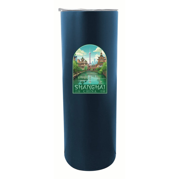 Shanghai China Old Town Design Souvenir 20 oz Insulated Stainless Steel Skinny Tumbler Image 4