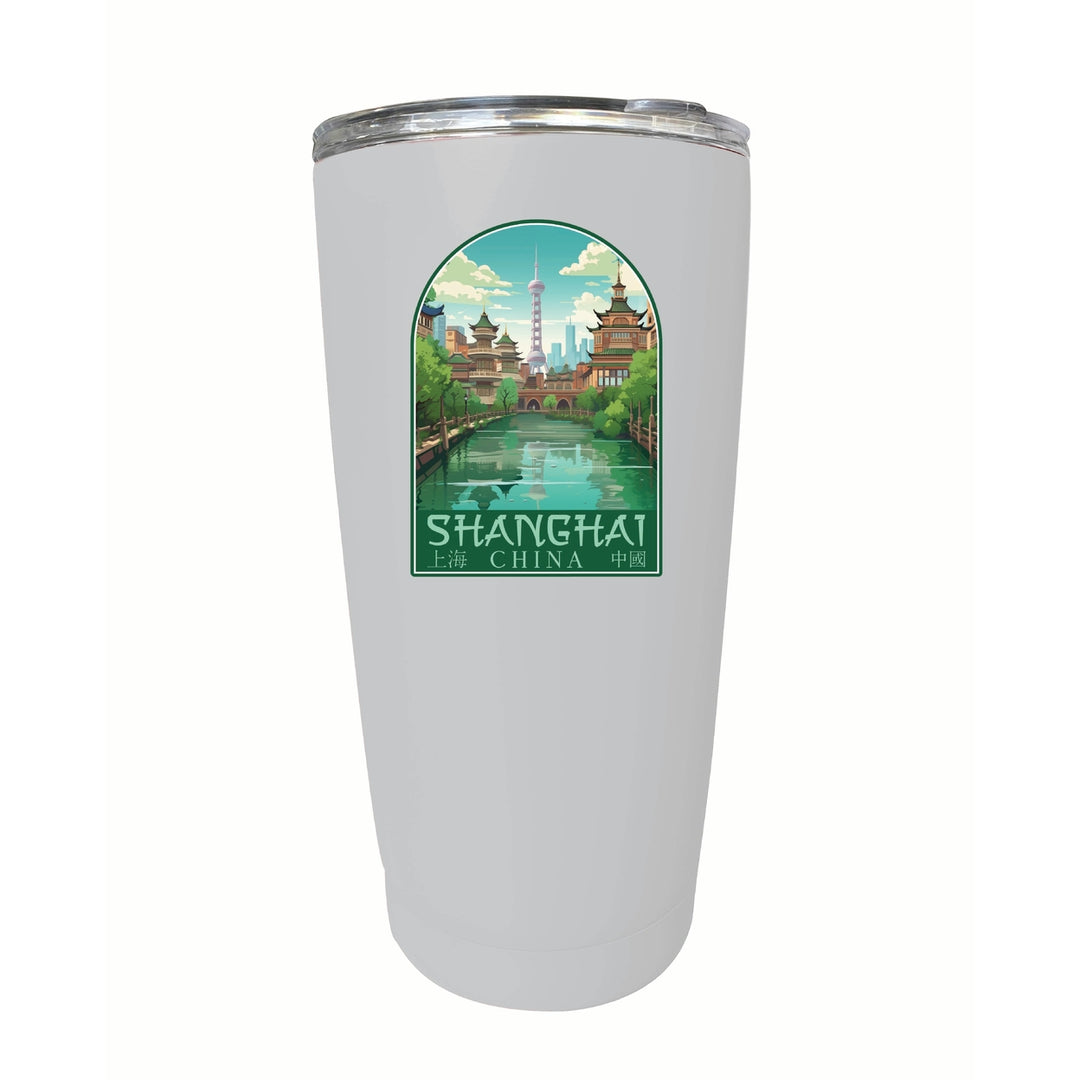 Shanghai China Old Town Design Souvenir 16 oz Stainless Steel Insulated Tumbler Image 1