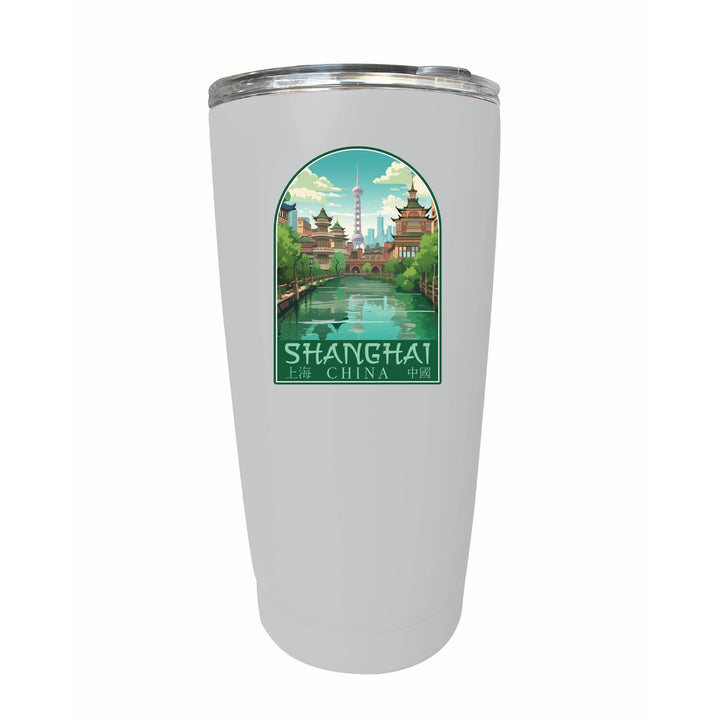 Shanghai China Old Town Design Souvenir 16 oz Stainless Steel Insulated Tumbler Image 1