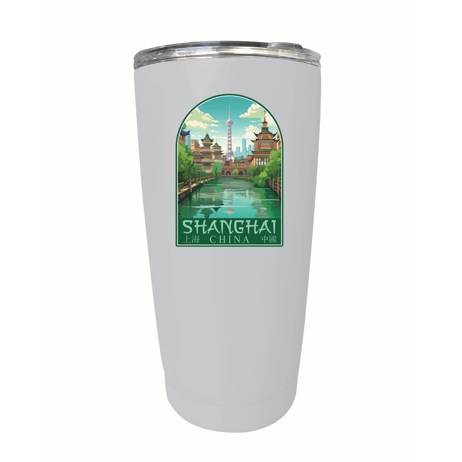 Shanghai China Old Town Design Souvenir 16 oz Stainless Steel Insulated Tumbler Image 1