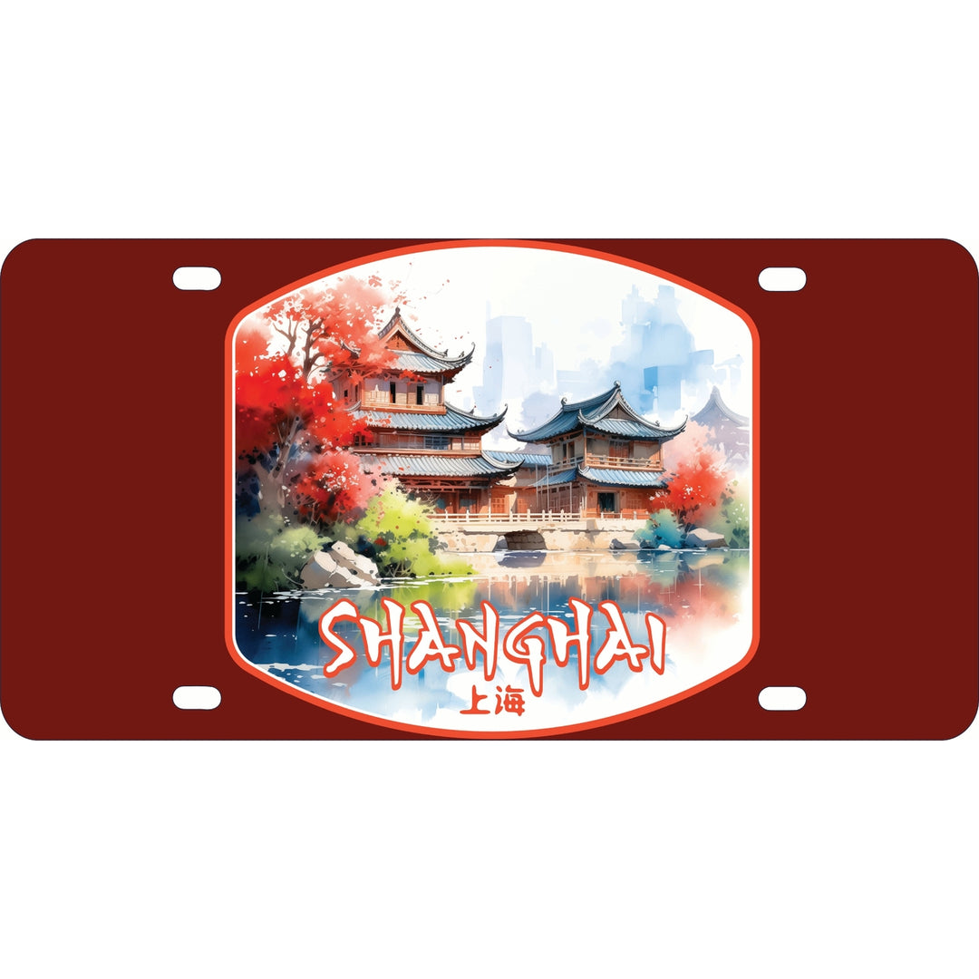 Shanghai China Watercolor Templates Design Souvenir Metal License Plate Image 1