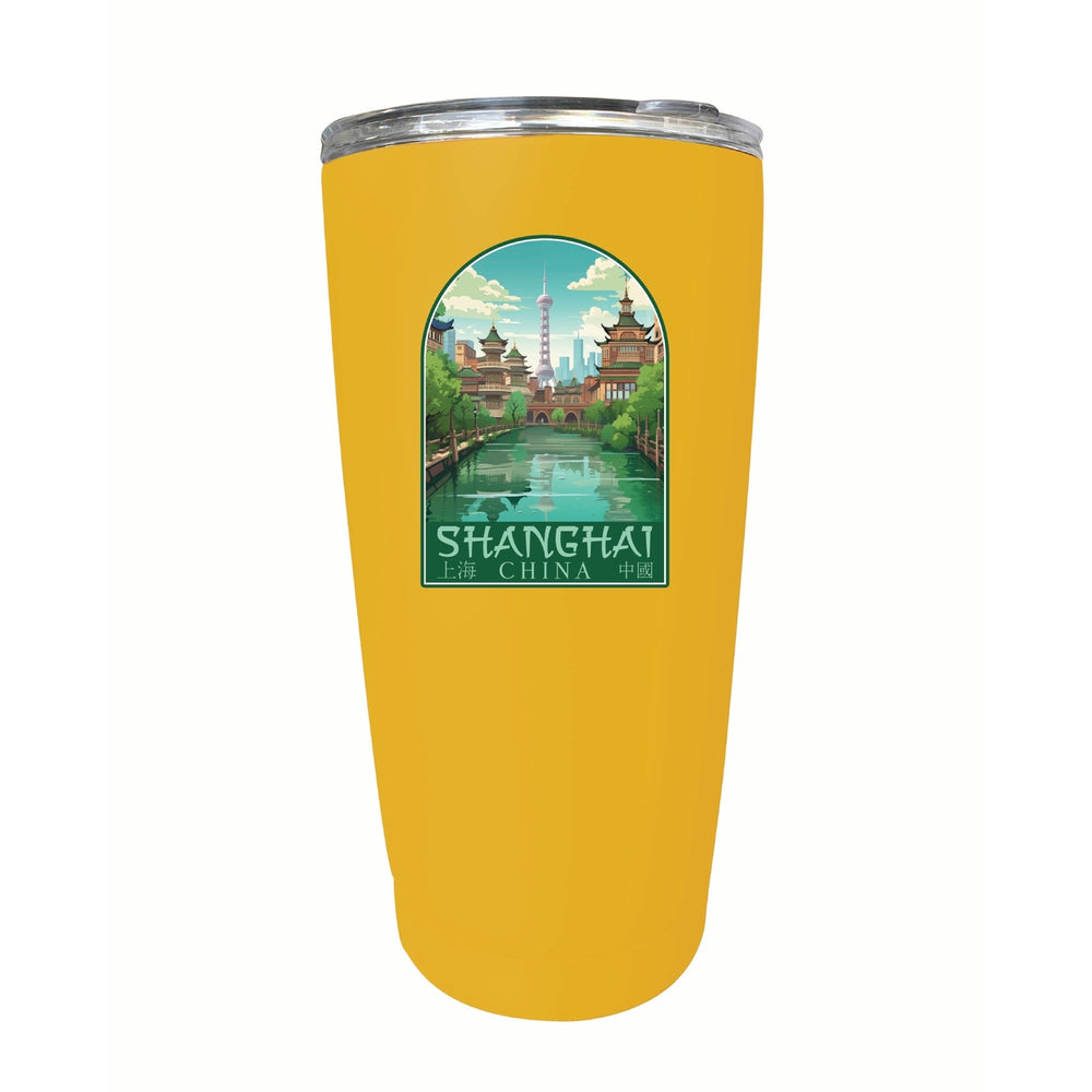 Shanghai China Old Town Design Souvenir 16 oz Stainless Steel Insulated Tumbler Image 2