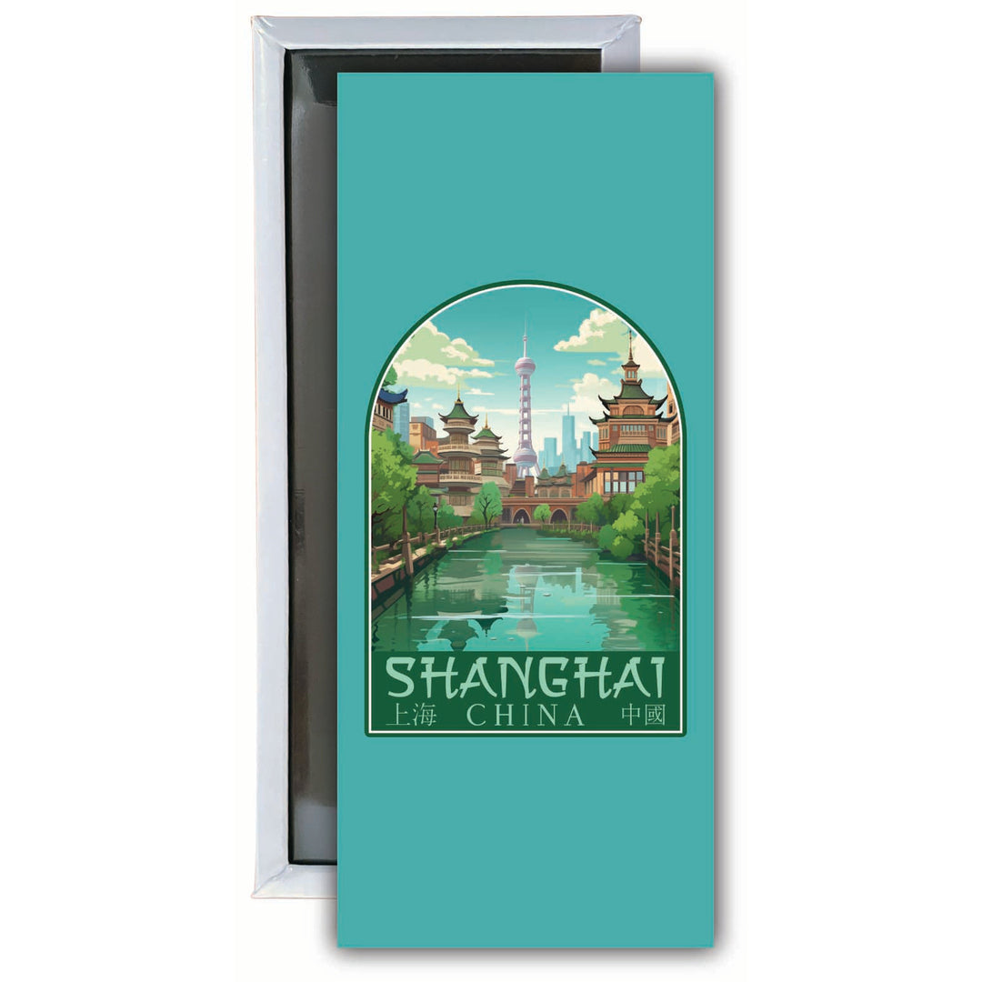 Shanghai China Old Town Design Souvenir Fridge Magnet 4.75 x 2 Inch Image 1