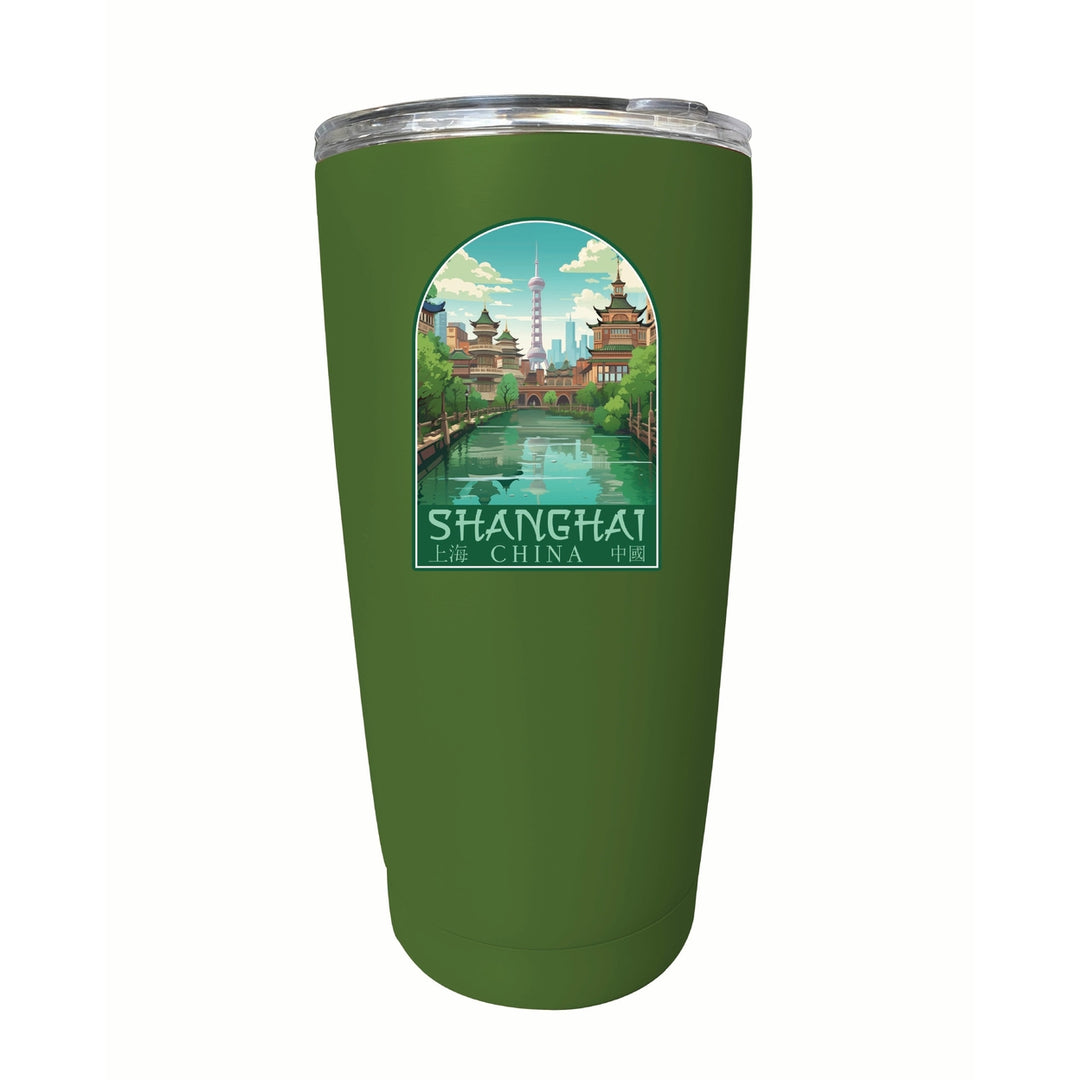 Shanghai China Old Town Design Souvenir 16 oz Stainless Steel Insulated Tumbler Image 3