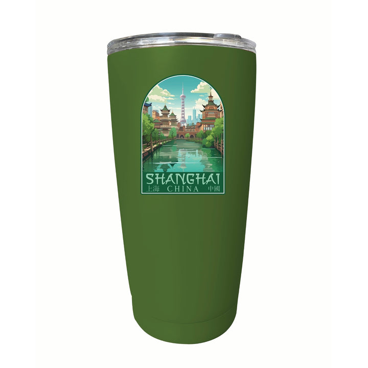 Shanghai China Old Town Design Souvenir 16 oz Stainless Steel Insulated Tumbler Image 3