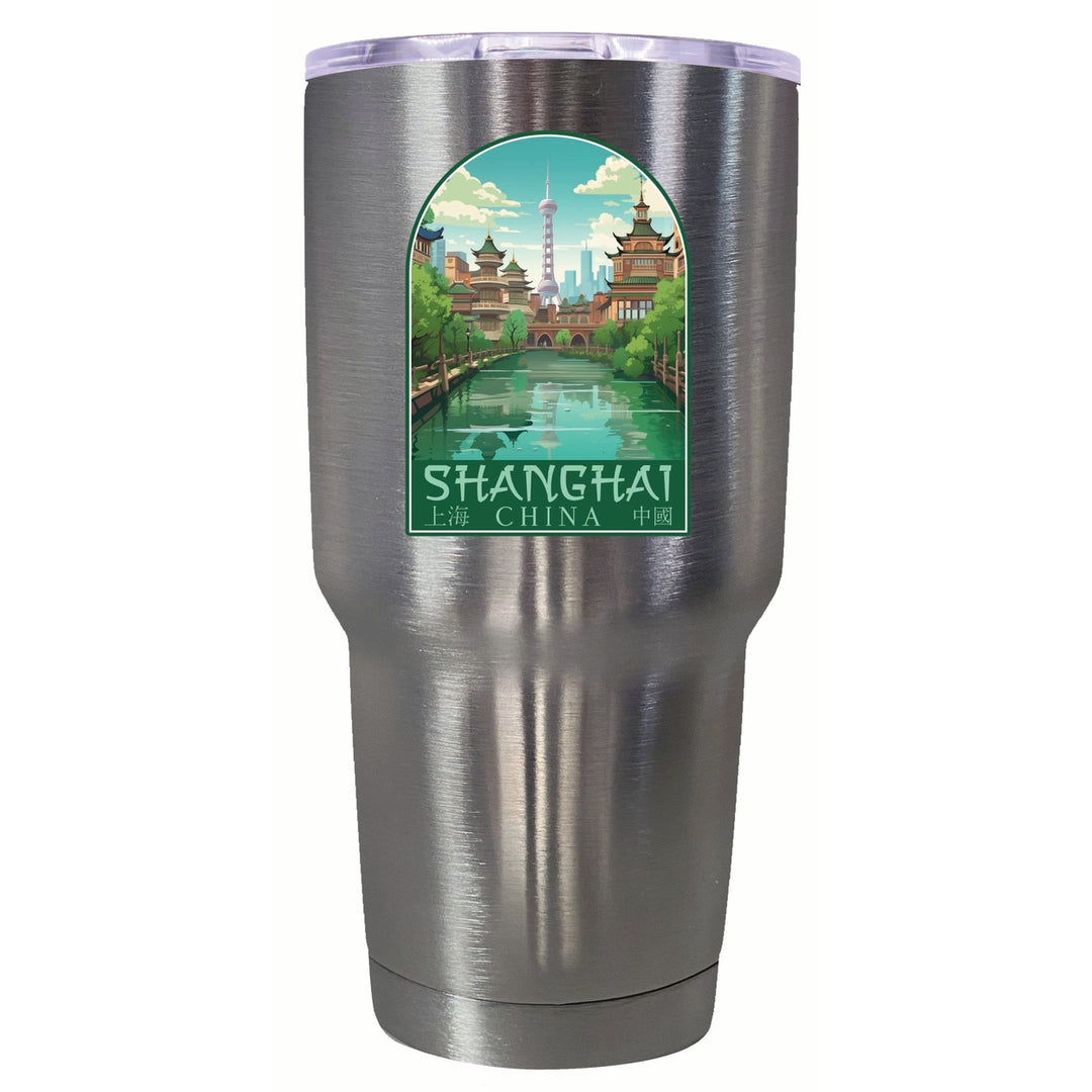 Shanghai China Old Town Design Souvenir 24 oz Insulated Stainless Steel Tumbler Image 3