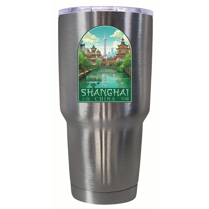 Shanghai China Old Town Design Souvenir 24 oz Insulated Stainless Steel Tumbler Image 1