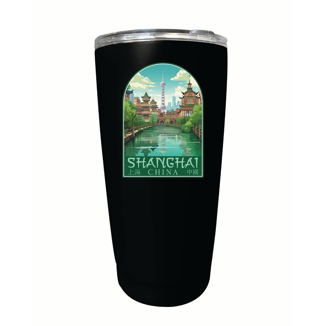 Shanghai China Old Town Design Souvenir 16 oz Stainless Steel Insulated Tumbler Image 4