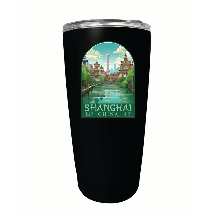 Shanghai China Old Town Design Souvenir 16 oz Stainless Steel Insulated Tumbler Image 1