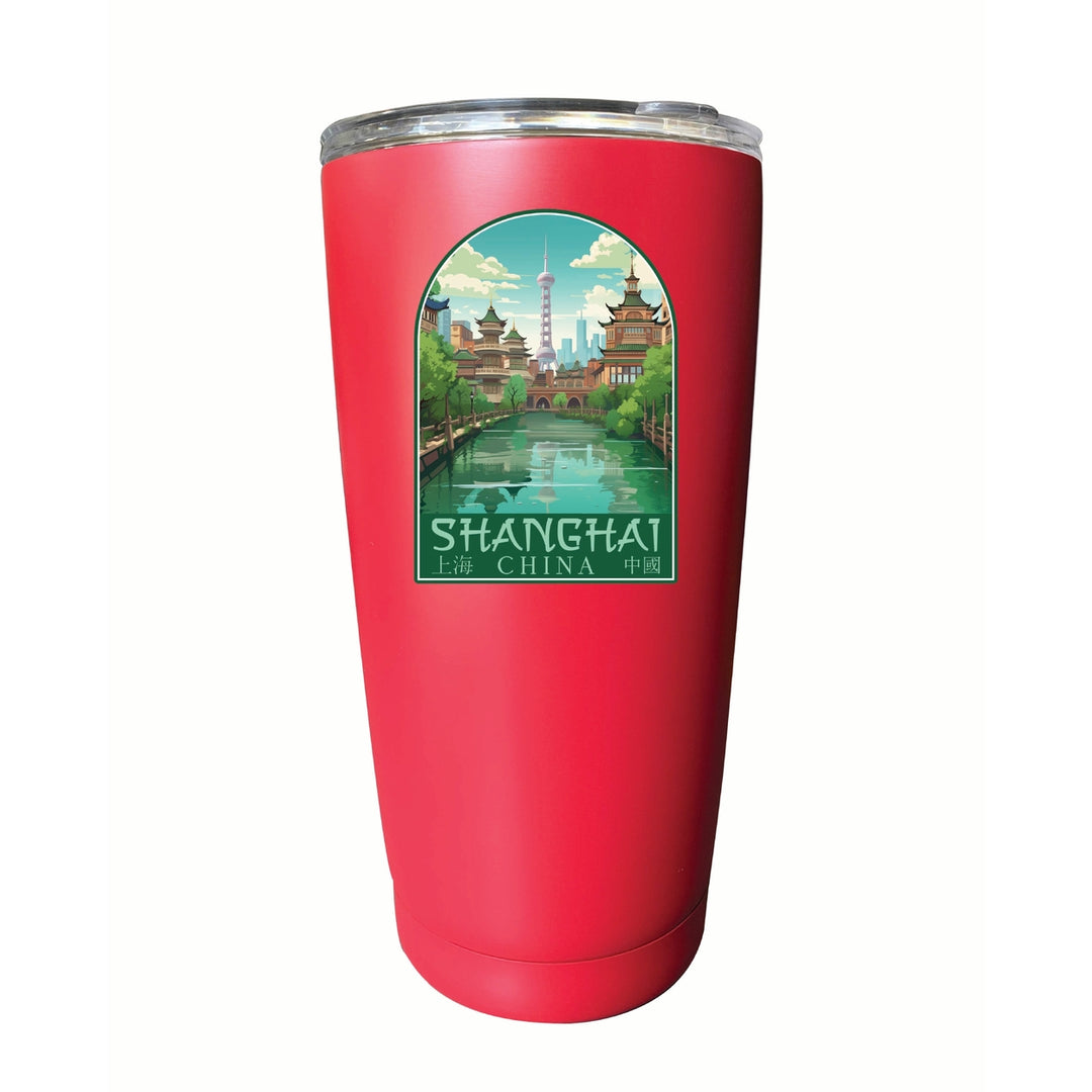 Shanghai China Old Town Design Souvenir 16 oz Stainless Steel Insulated Tumbler Image 4