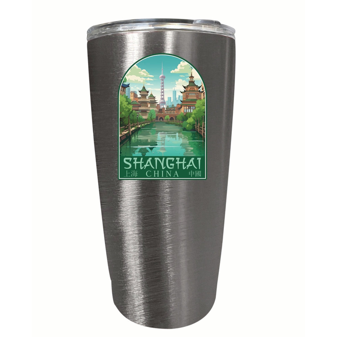 Shanghai China Old Town Design Souvenir 16 oz Stainless Steel Insulated Tumbler Image 6