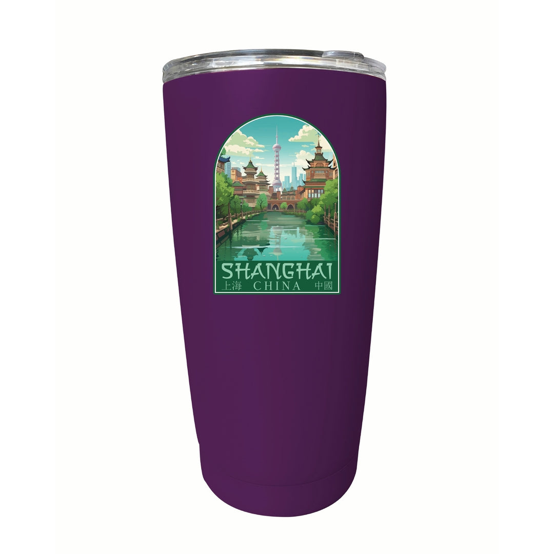 Shanghai China Old Town Design Souvenir 16 oz Stainless Steel Insulated Tumbler Image 7