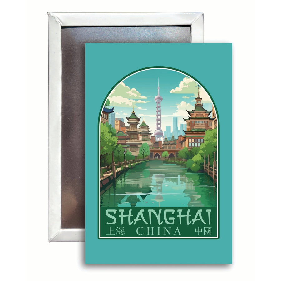 Shanghai China Old Town Design Souvenir Refrigerator Magnet 2.5"X3.5" Image 1