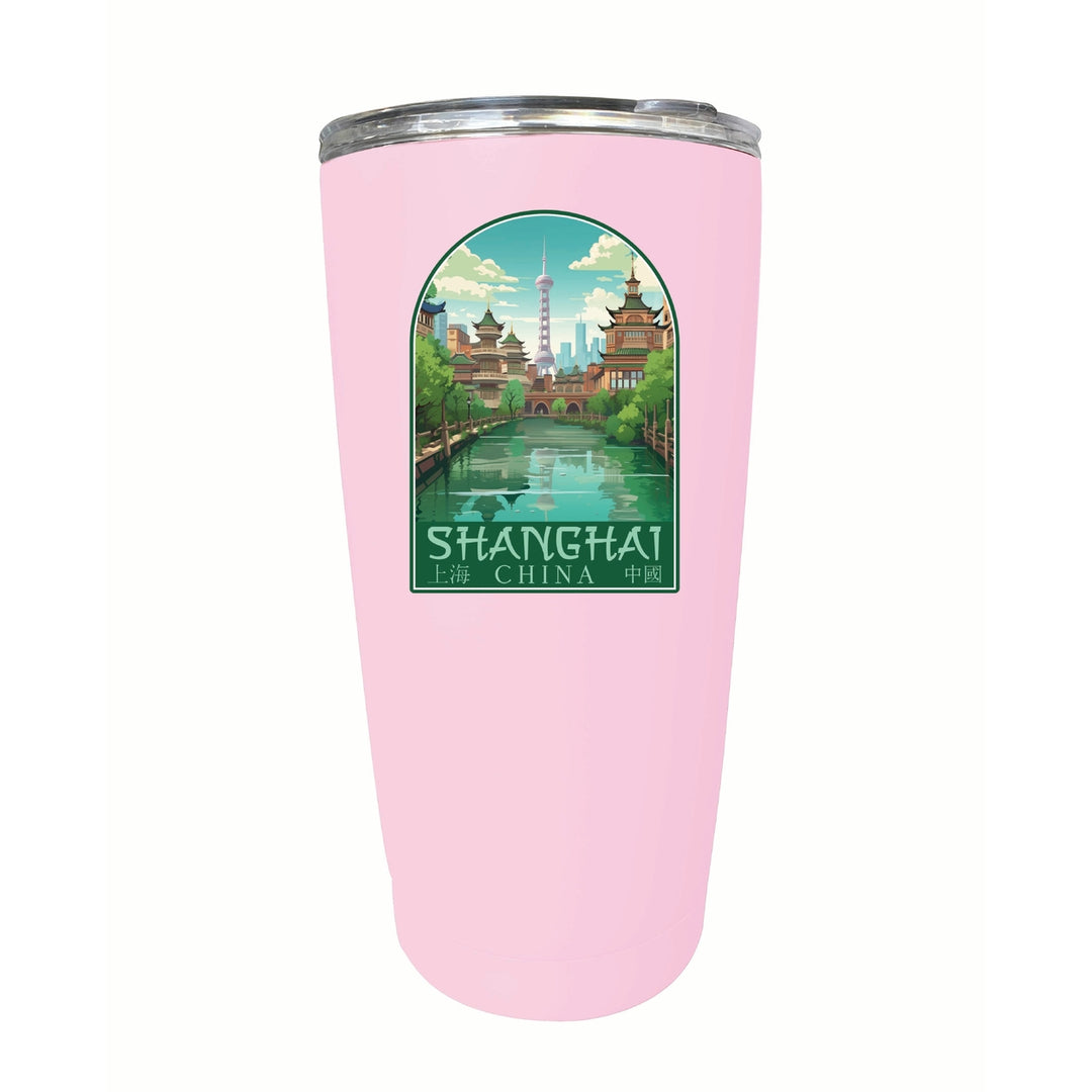 Shanghai China Old Town Design Souvenir 16 oz Stainless Steel Insulated Tumbler Image 8