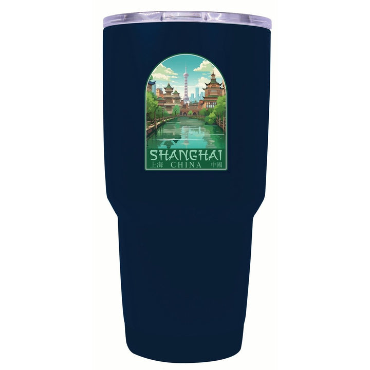 Shanghai China Old Town Design Souvenir 24 oz Insulated Stainless Steel Tumbler Image 1