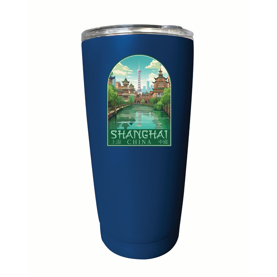 Shanghai China Old Town Design Souvenir 16 oz Stainless Steel Insulated Tumbler Image 9