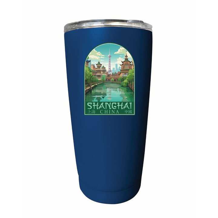 Shanghai China Old Town Design Souvenir 16 oz Stainless Steel Insulated Tumbler Image 1