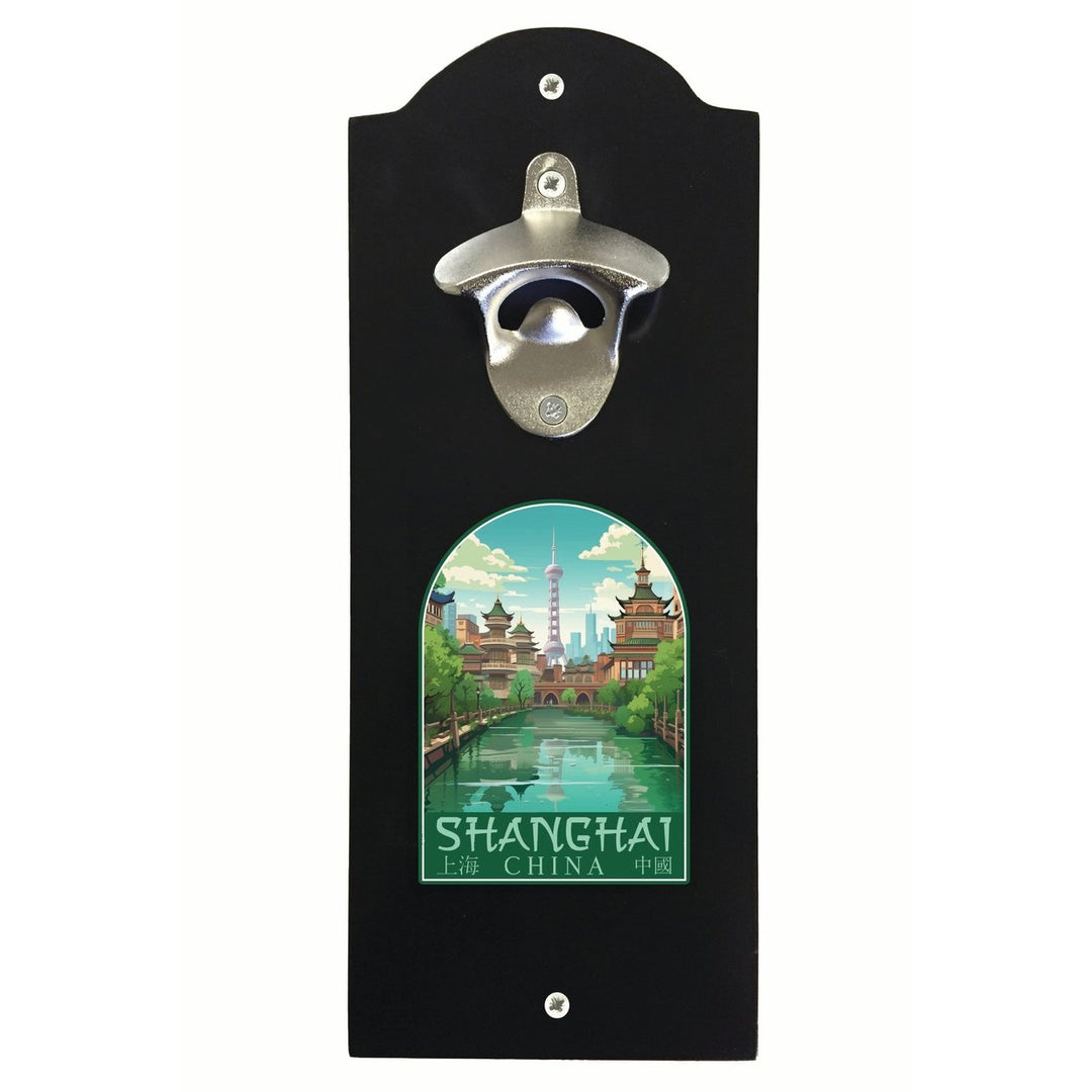 Shanghai China Old Town Design Souvenir Wall mounted bottle opener Image 1