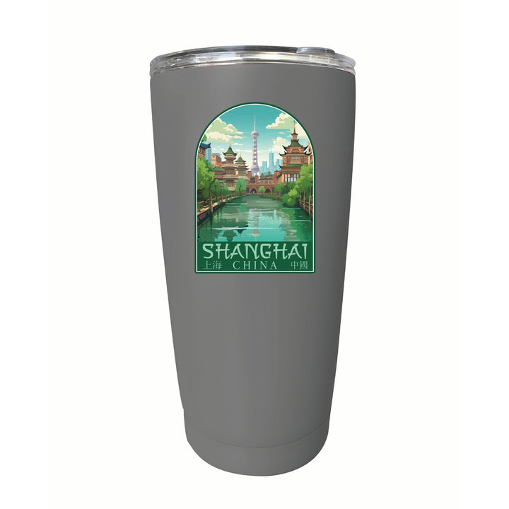 Shanghai China Old Town Design Souvenir 16 oz Stainless Steel Insulated Tumbler Image 10