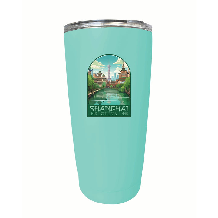 Shanghai China Old Town Design Souvenir 16 oz Stainless Steel Insulated Tumbler Image 11