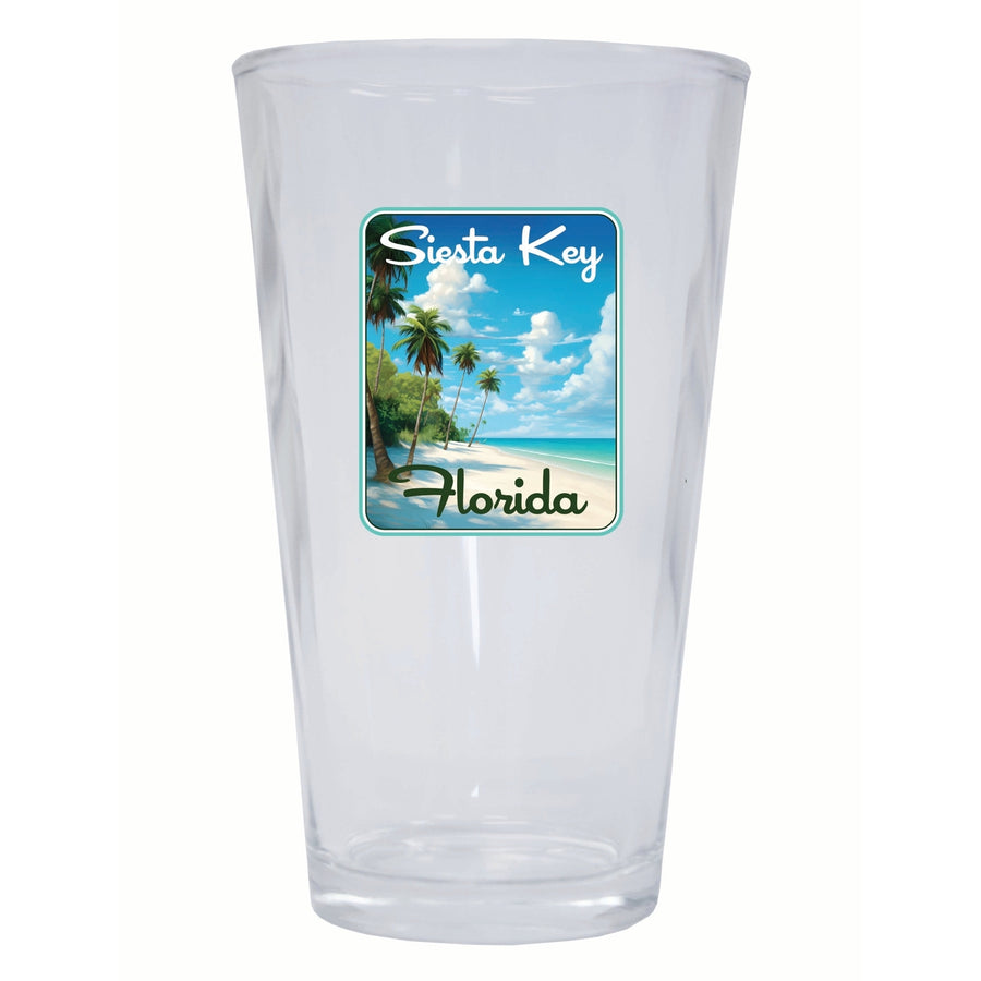 Siesta Key Beach Florida Tropical Beach Design Souvenir 16 oz Pint Glass Image 1