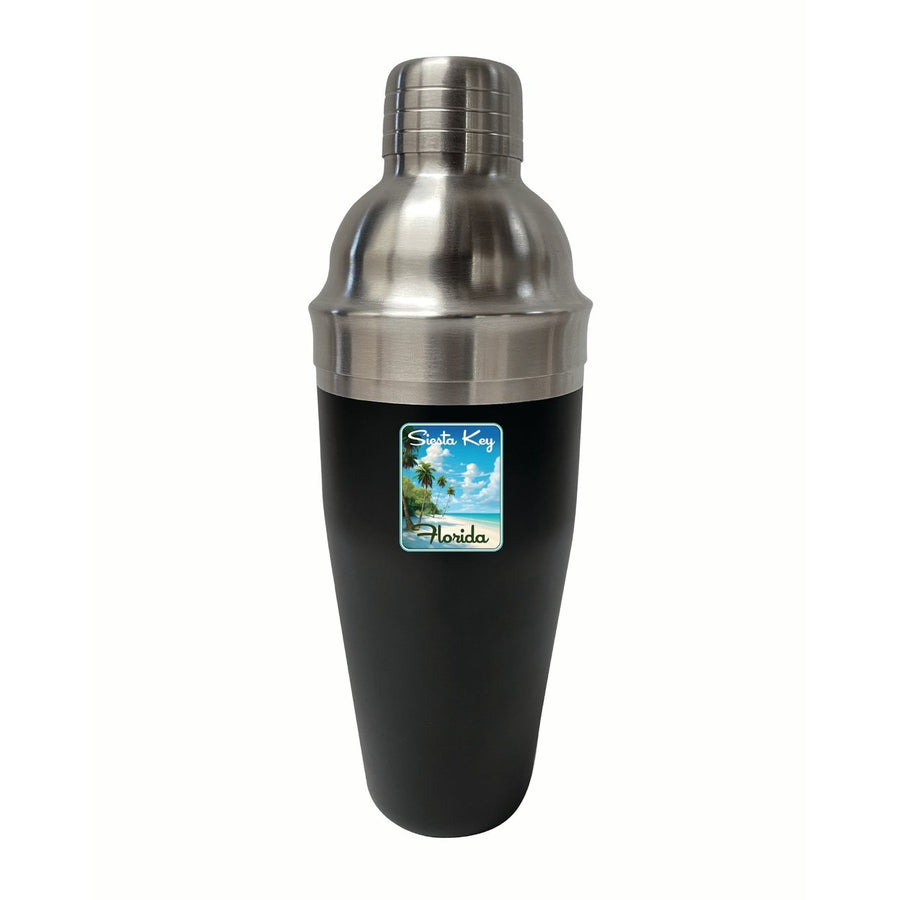 Siesta Key Beach Florida Tropical Beach Design Souvenir 24 oz Stainless Steel Cocktail Shaker Black Image 1