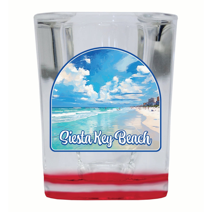 Siesta Key Beach Florida Oceanfront Design Souvenir 2 Ounce Shot Glass Square Image 1