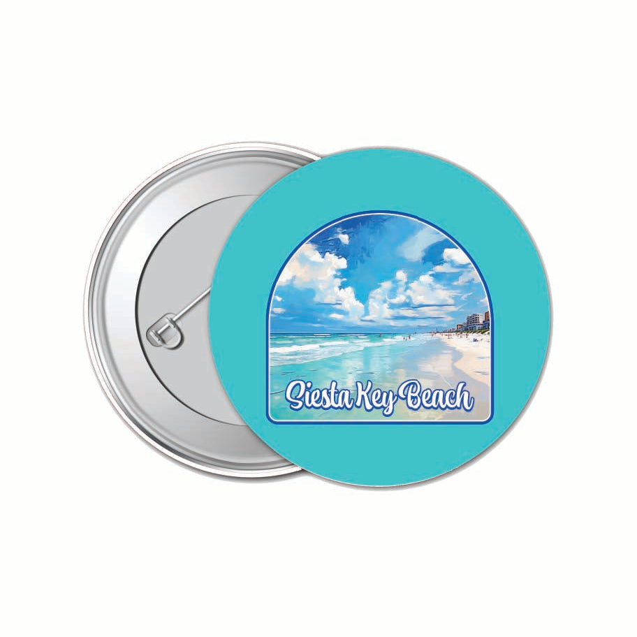 Siesta Key Beach Florida Oceanfront Design Souvenir Small 1-Inch Button Pin 4 Pack Image 1