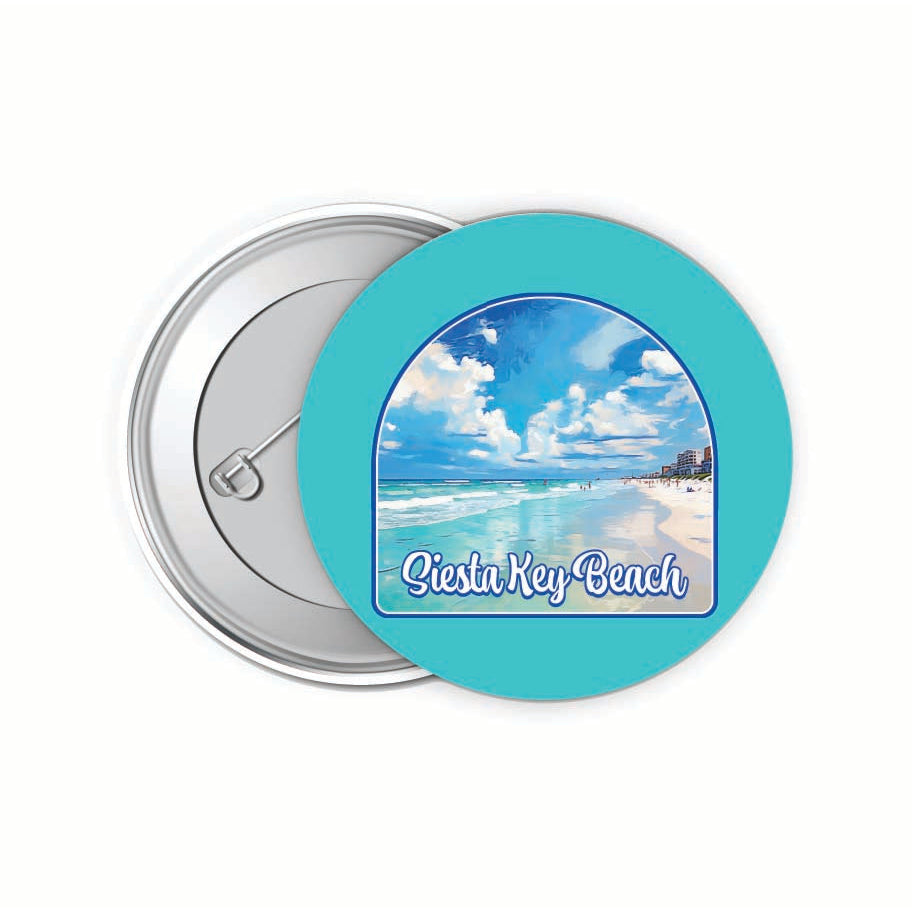 Siesta Key Beach Florida Oceanfront Design Souvenir Small 2-Inch Button Pin 4 Pack Image 1