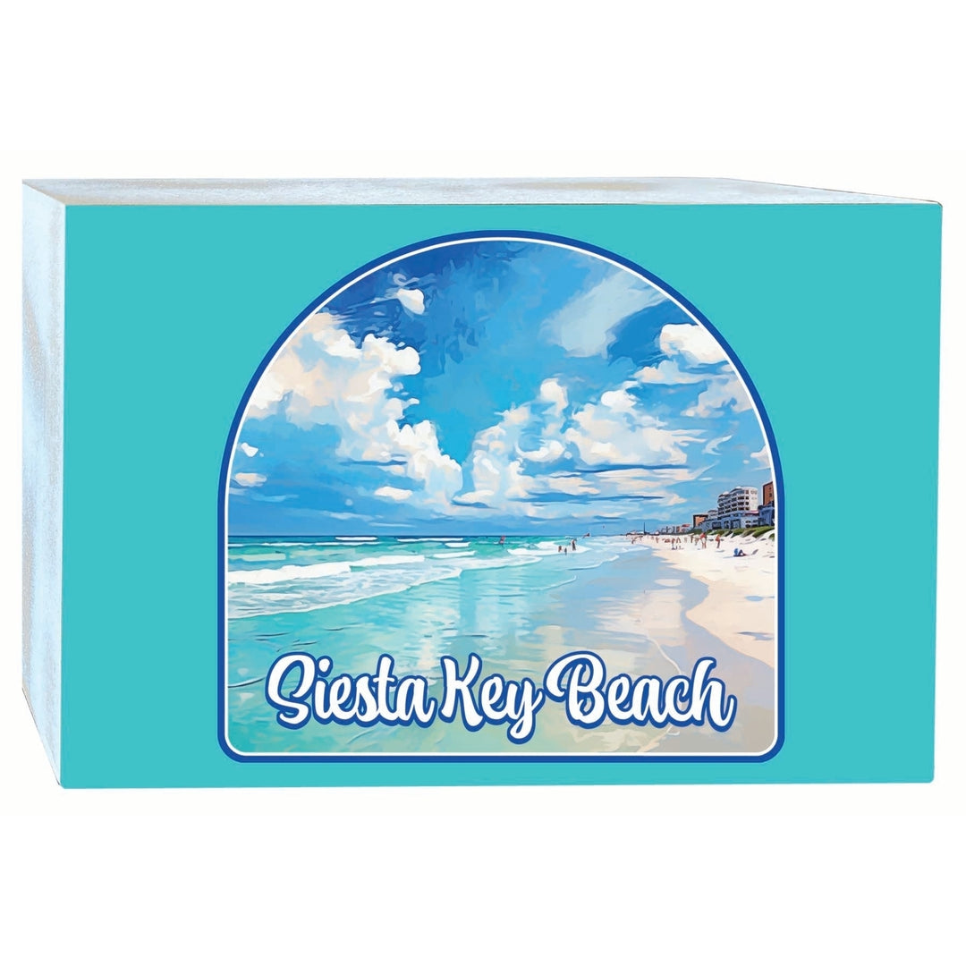 Siesta Key Beach Florida Oceanfront Design Souvenir Wood sign with frame 5x7 Image 1