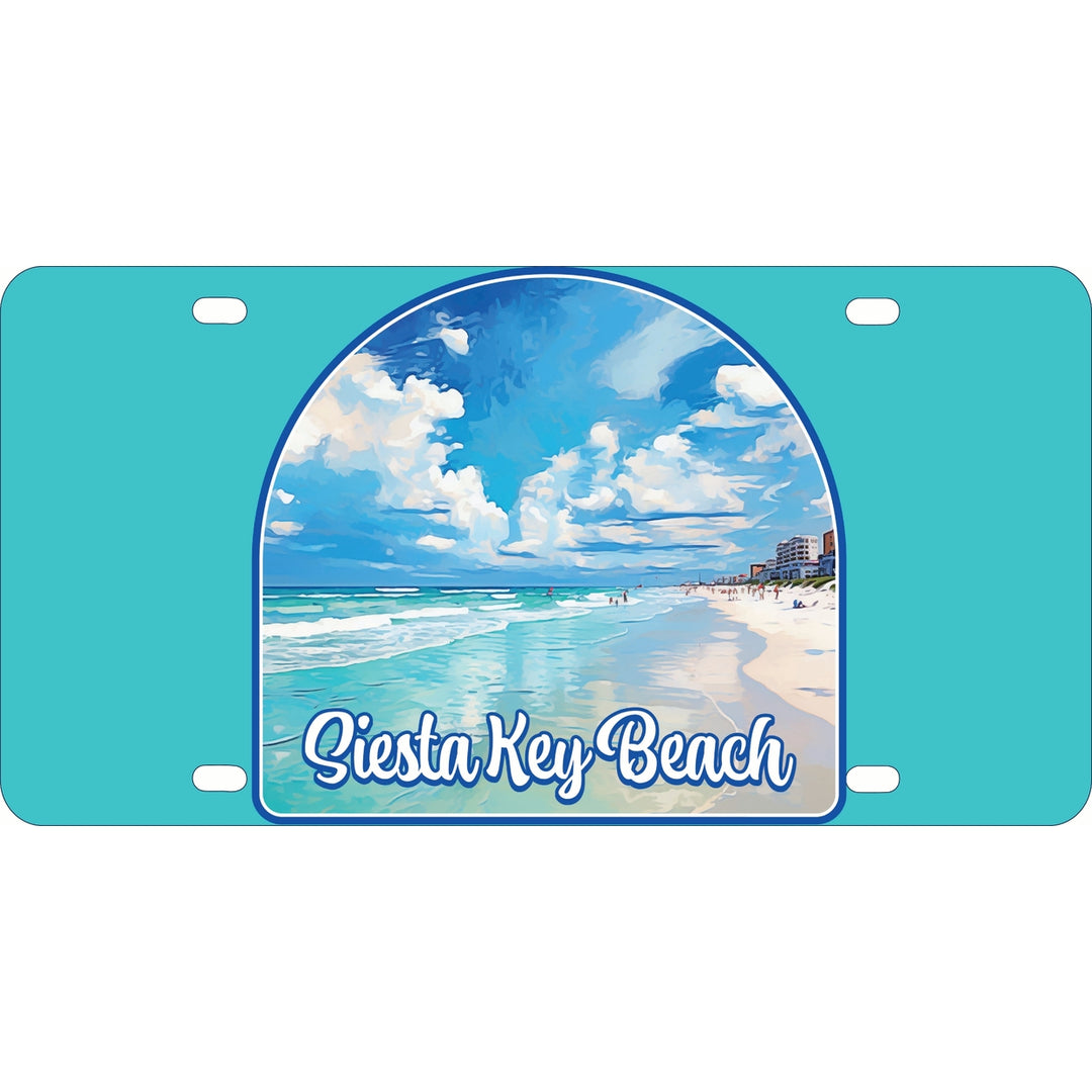 Siesta Key Beach Florida Oceanfront Design Souvenir Metal License Plate Image 1