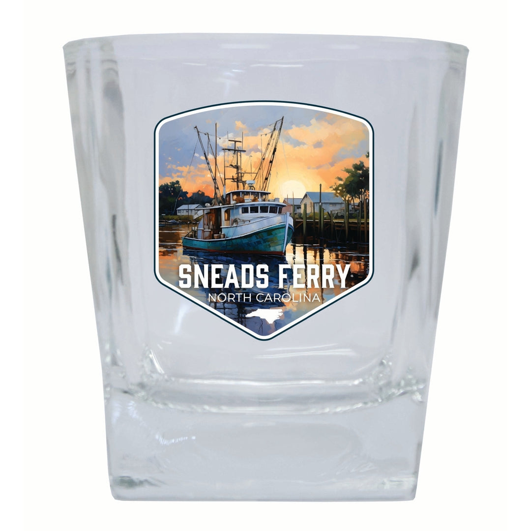 Sneads Ferry North Carolina Shrimp Boat Design Souvenir 10 oz Whiskey Glass Rocks Glass Image 1