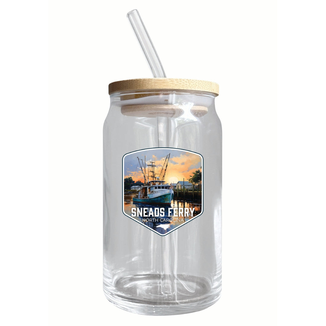 Sneads Ferry North Carolina Shrimp Boat Design Souvenir 12 oz Beer Can Glass Image 1