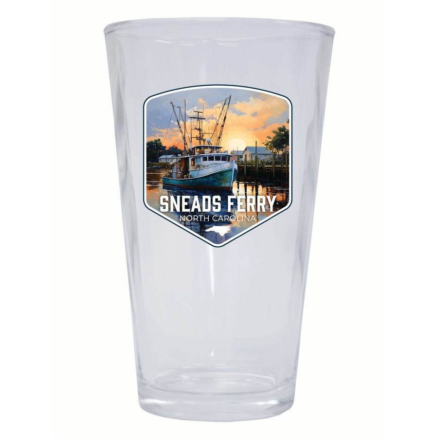 Sneads Ferry North Carolina Shrimp Boat Design Souvenir 16 oz Pint Glass Image 1