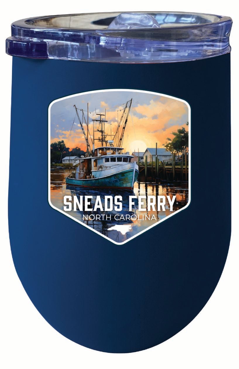 Sneads Ferry North Carolina Shrimp Boat Design Souvenir 12 oz Insulated Wine Stainless Steel Tumbler Image 1